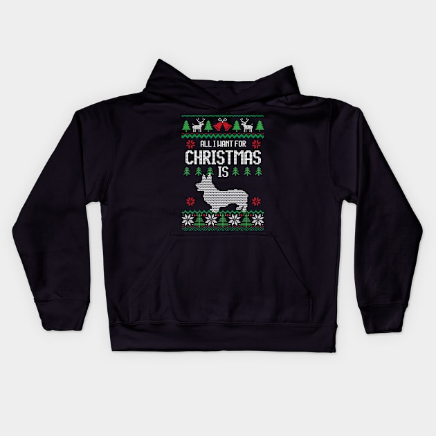 All I Want For Christmas Is My Corgi Funny Xmas Gift Kids Hoodie by Tilida2012